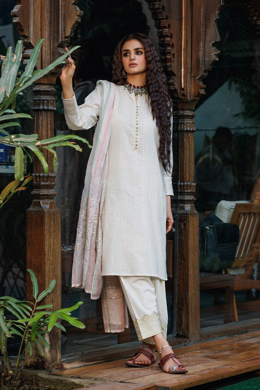 Picture of Senorita - LBD-02626 | Off white Multicolor | Casual plus 3 Piece Suit | Cotton Dobby Jacquard - Available at Raja Sahib