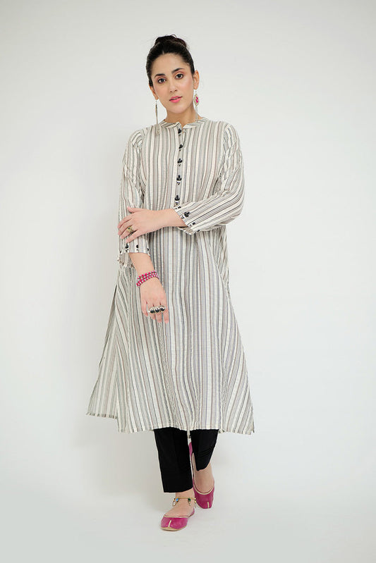 Picture of Senorita - LBD-02664 | White & Black | Casual plus 3 Piece Suit | Cotton Jacquard - Available at Raja Sahib