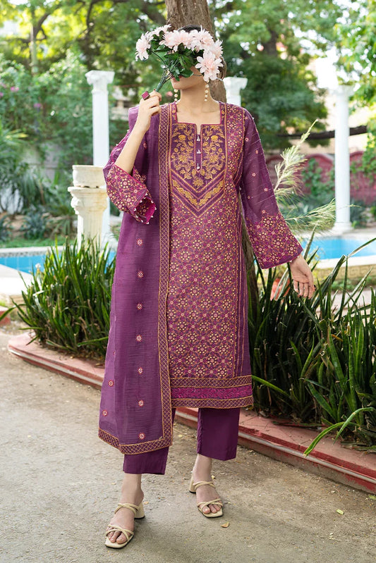 Tasneem Shamim - Hand Embellished Metallique Organza - Royal