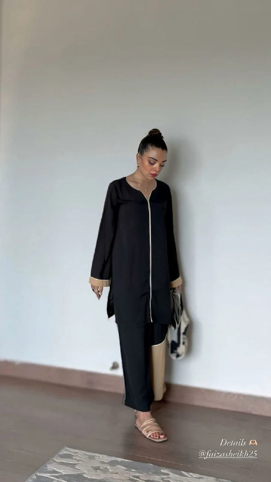 Picture of Manahils - Black & Fone Co-Ord Set - Available at Raja Sahib