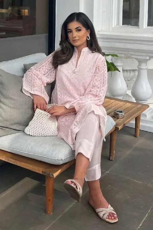 Picture of Manahils - Baby Pink Crochet - Available at Raja Sahib