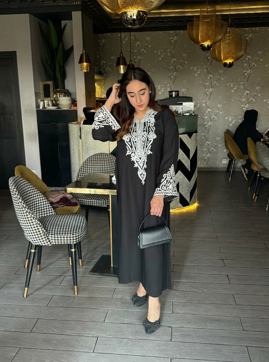 Picture of Manahils - Black Thun Embroidered - Available at Raja Sahib