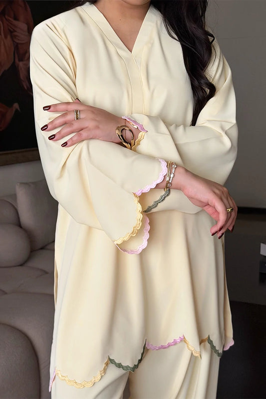 Picture of Manahils - Butter Yellow Co-Ord Set - Available at Raja Sahib