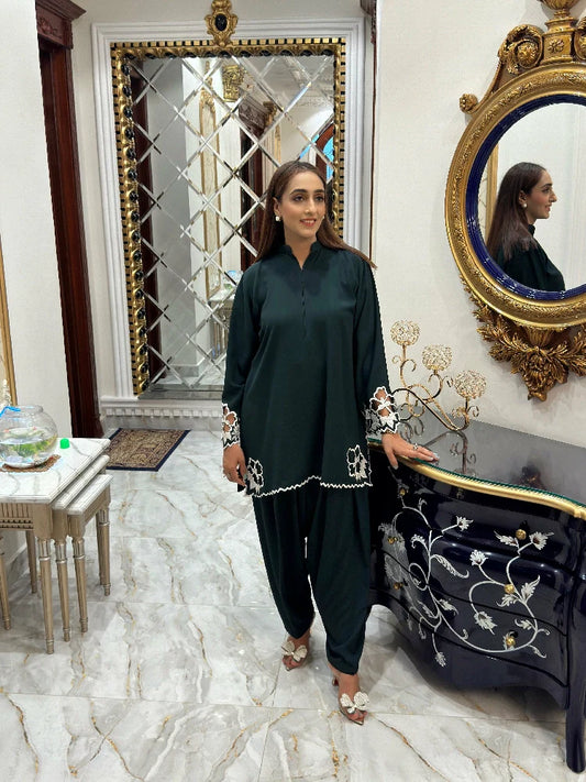 Picture of Manahils - Co-Ord Dark Green Embroidered - Available at Raja Sahib