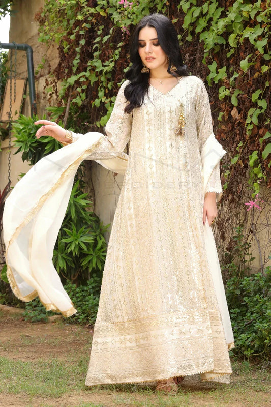 Picture of Manahils - Kurti 122-Divine- Off White - Available at Raja Sahib