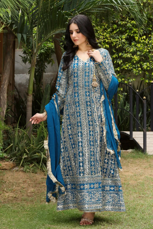 Picture of Manahils - Kurti 122-Divine- Zinc Blue - Available at Raja Sahib