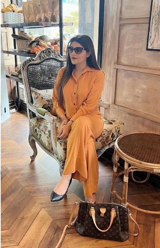 Picture of Manahils - Mustard C0-Ord Set - Available at Raja Sahib