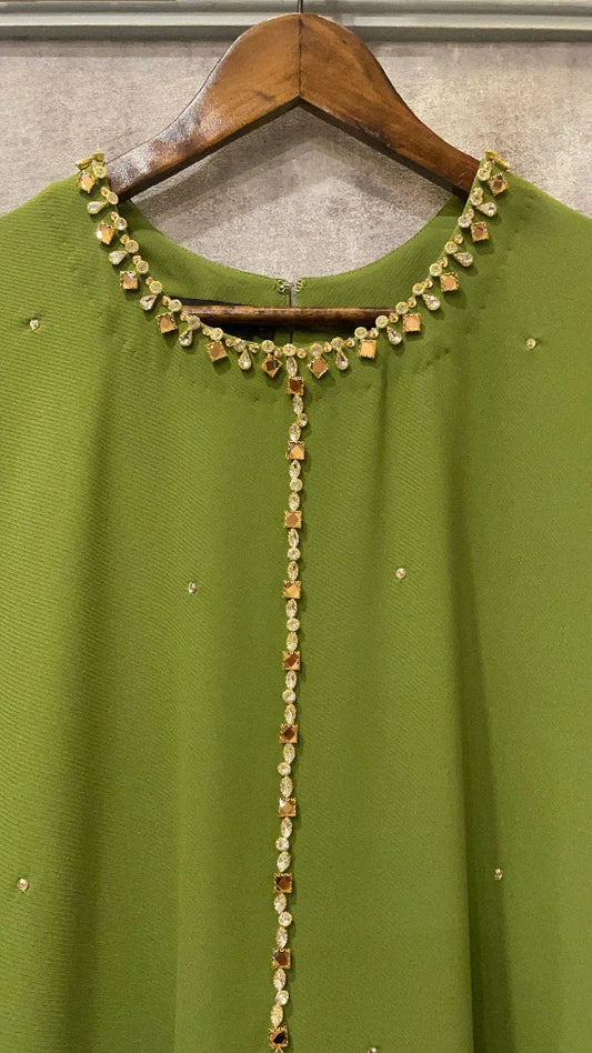 Picture of Manahils - Moss Green Embellished Swarovski - Available at Raja Sahib