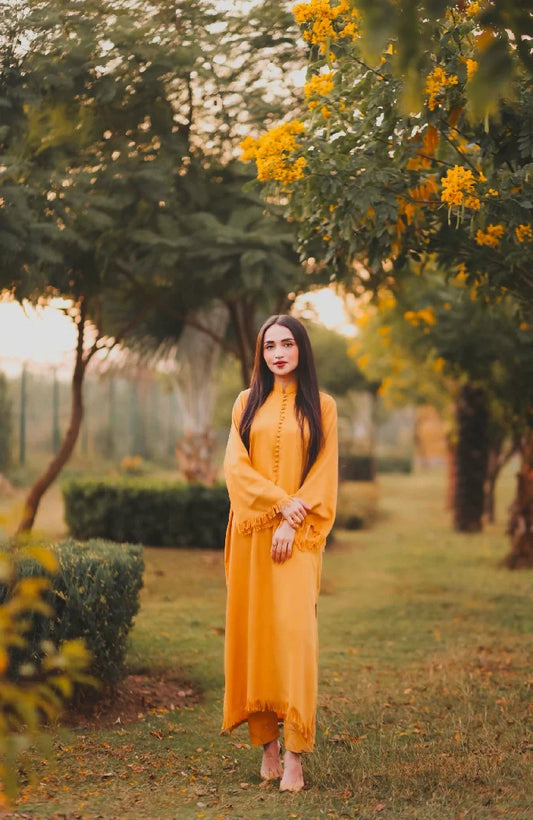 Picture of Manahils - Mustard Marina Tunic - Available at Raja Sahib