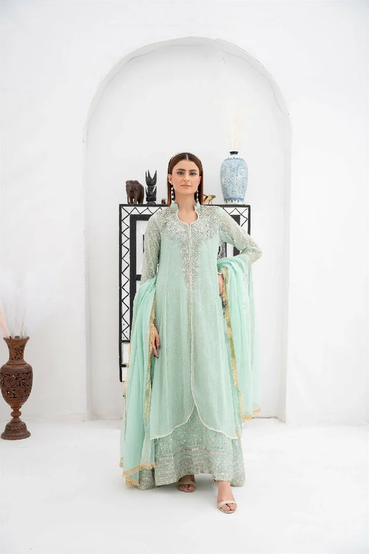 Picture of Manahils - Sw 04-Pastel Green - Available at Raja Sahib