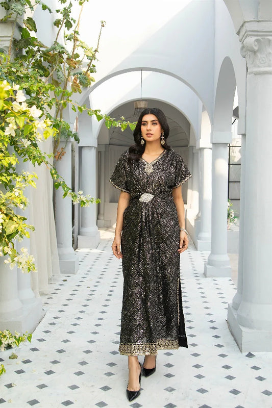 Picture of Manahils - Wa 03-Kaftan-Black - Available at Raja Sahib