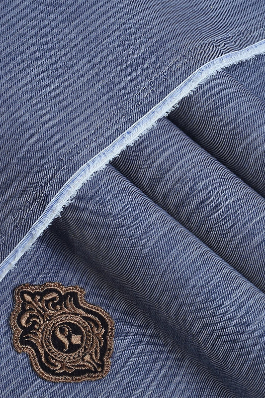 Picture of Fabrich - Signature Melange Cotton - Blue - Available at Raja Sahib