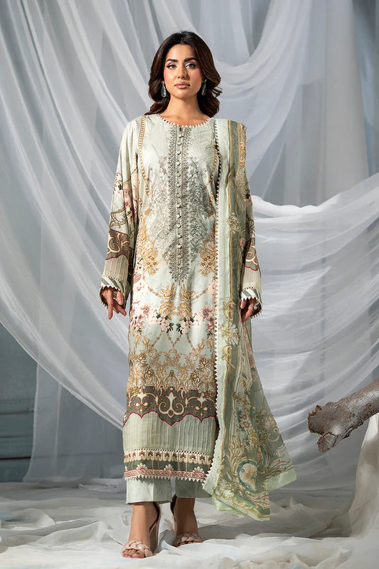 Picture of Meerak - 3 PC Embroidered Linen Pret - Sage Bloom - Available at Raja Sahib