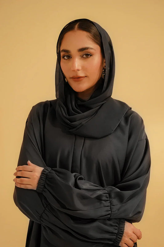 Picture of Divinely Crafted - Basic Gathered Sleeves Abaya - Grey - Available at Raja Sahib