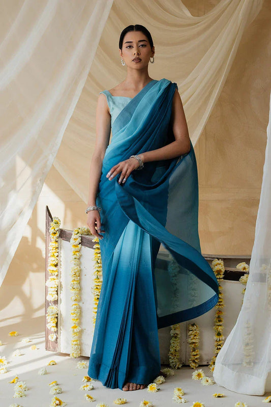 Picture of Nooran's - Renee Saree Collection - Elegant Blue - Available at Raja Sahib