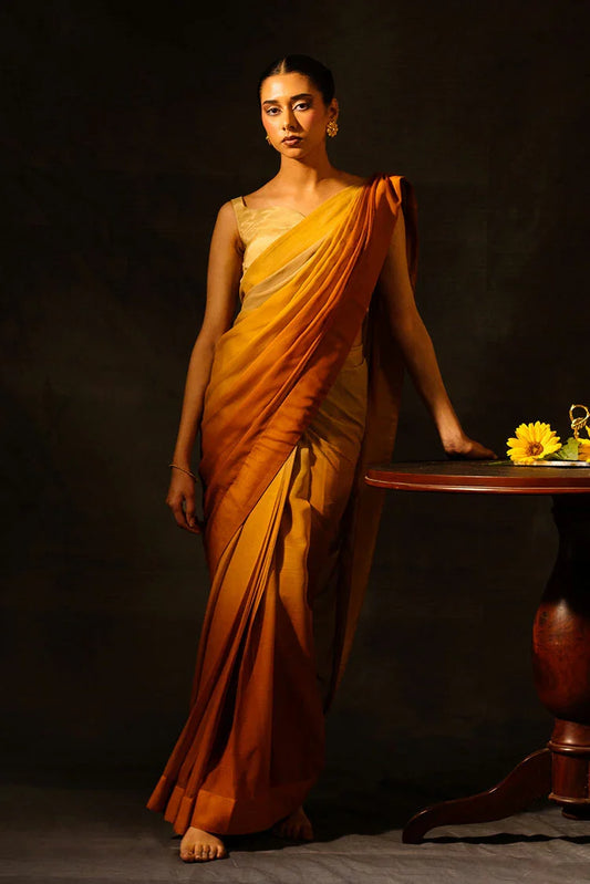 Picture of Nooran's - Renee Saree Collection - Sunset Yellow - Available at Raja Sahib