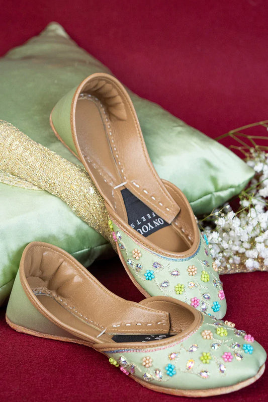 Picture of On Your Feets - Shahnama Collection - Mint Blossom - Available at Raja Sahib