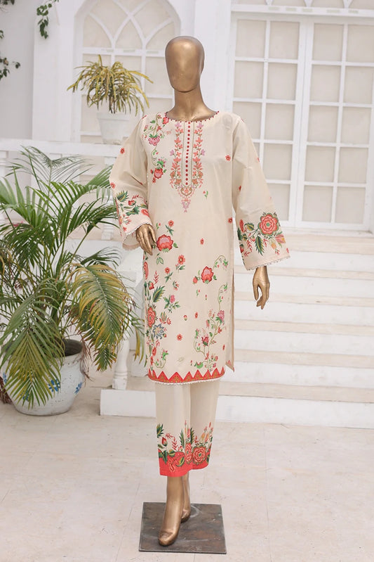 Suntex Fabrics - 2 Piece - Printed Lawn Suit - Cream