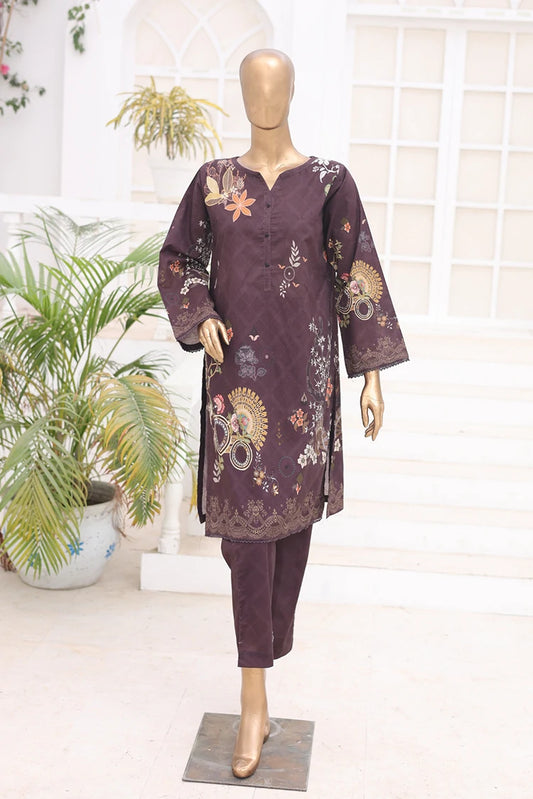 Suntex Fabrics - 2 Piece - Printed Lawn Suit - Plum
