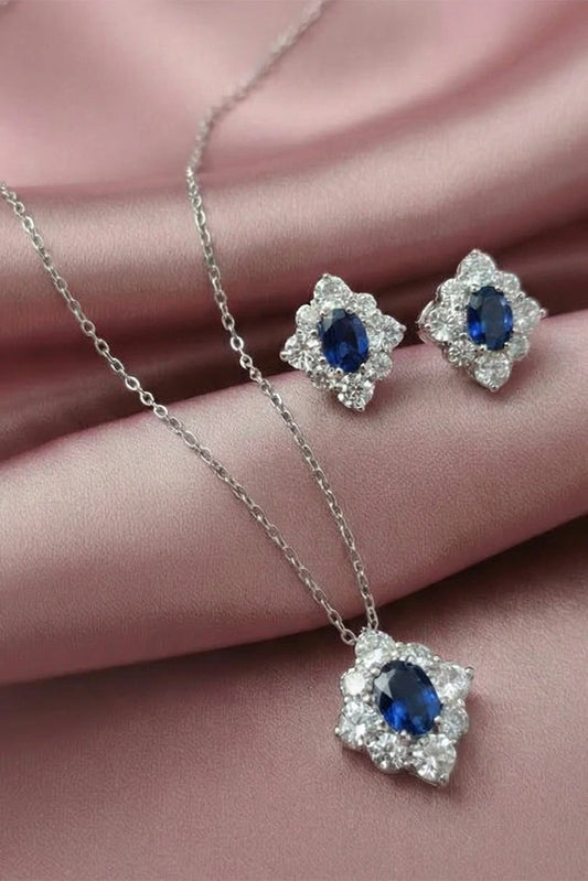 Picture of Pastels - Sapphire Studs & Necklace Set - S037 - Available at Raja Sahib