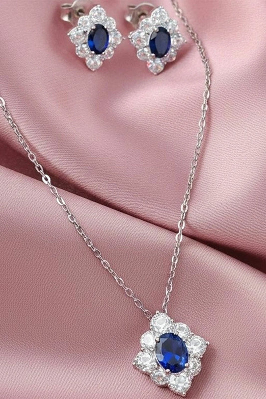 Picture of Pastels - Sapphire Studs & Necklace Set - S037 - Available at Raja Sahib