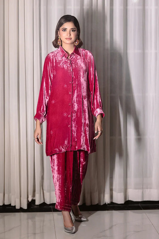 Picture of RJ'S Pret - Velours Exclusive Velvet Collection - Barbie Pink - Available at Raja Sahib
