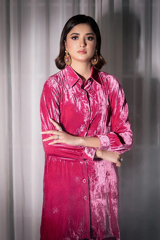 Picture of RJ'S Pret - Velours Exclusive Velvet Collection - Barbie Pink - Available at Raja Sahib