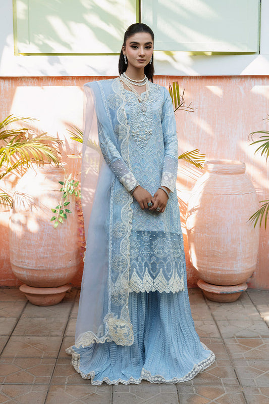 Picture of Maria Osama Khan - Rang e Noor Luxury Pret Collection - Sumbul Sky Blue - Available at Raja Sahib