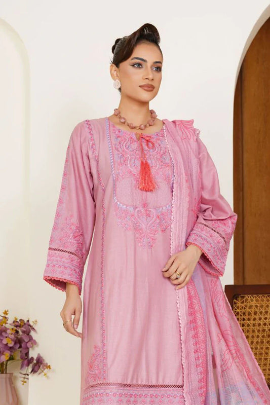 Picture of Threads & Weaves - Embroidered Lawn 3 Piece Suit - Blush Pink - Available at Raja Sahib