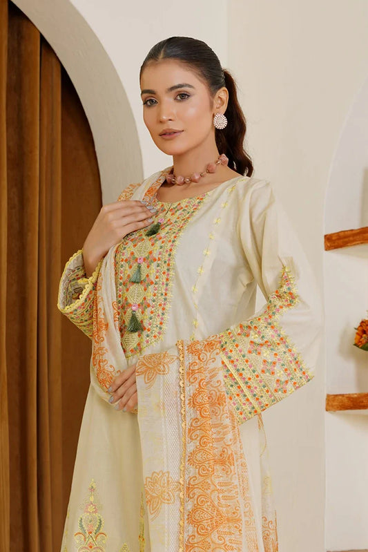 Picture of Threads & Weaves - Embroidered Lawn 3 Piece Suit - Citrus - Available at Raja Sahib