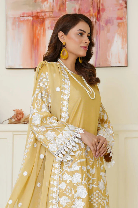 Picture of Threads & Weaves - Embroidered Viscose 3 Piece Suit - Sunshine Yellow - Available at Raja Sahib