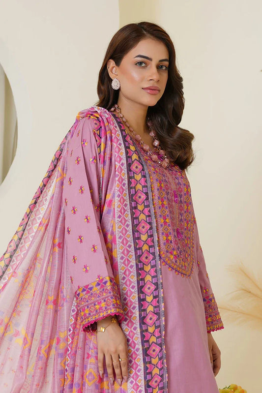 Picture of Threads & Weaves - Embroidered Viscose 3-Piece Suit - Mauve Pink - Available at Raja Sahib