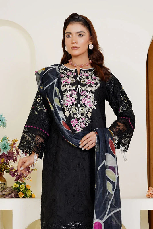 Picture of Threads & Weaves - Embroidered Viscose 3-Piece Suit - Black - Available at Raja Sahib