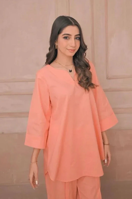 Picture of Zauk - Summer Basics - 2 Piece - Peach - Available at Raja Sahib