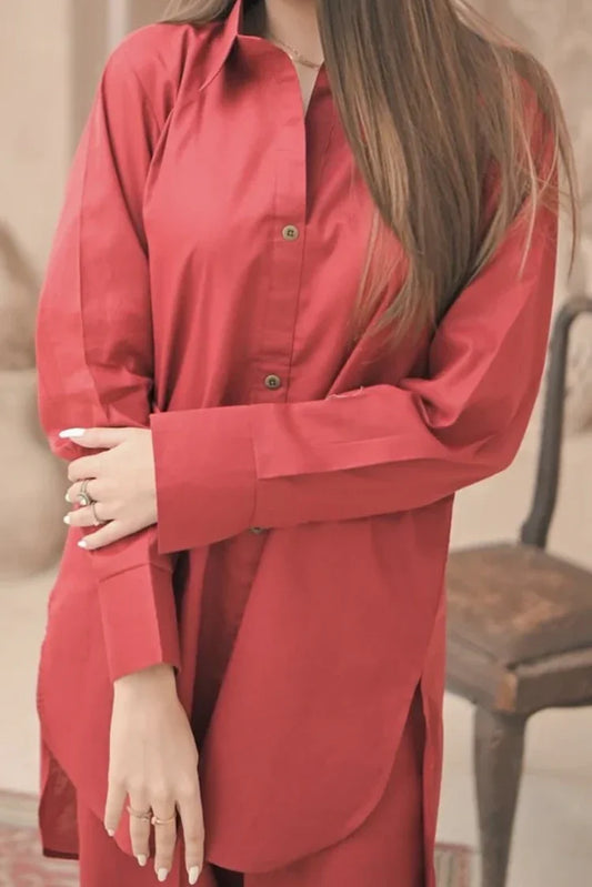 Picture of Zauk - Summer Basics - 2 Piece - Reddish Maroon - Available at Raja Sahib