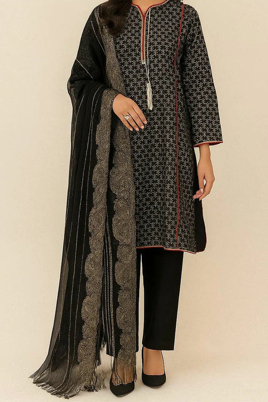 Picture of 6Teen - 3 Piece - Lawn Suit - Black - Available at Raja Sahib