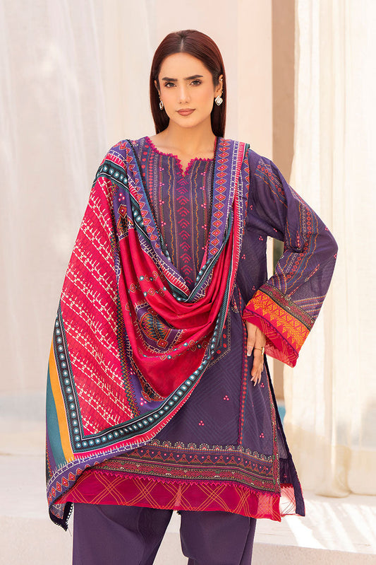 Picture of 3-PC Unstitched Printed Lawn Suit - Available at Raja Sahib