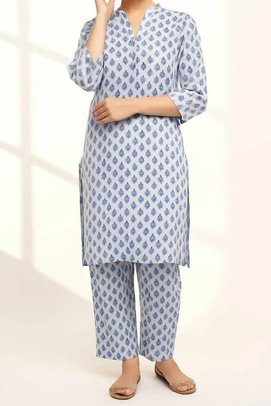 Picture of 6Teen - 2 Piece - Blue Printed Lawn Co-Ord Set - Available at Raja Sahib