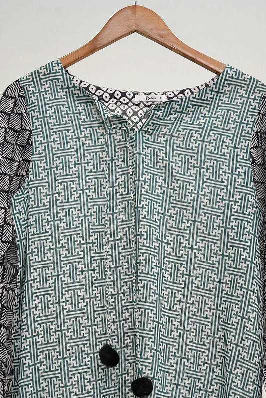 Picture of 6Teen - 3 Piece - Green Geometric Print - Available at Raja Sahib