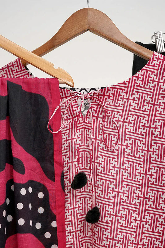 Picture of 6Teen - 3 Piece - Pink Geometric Print - Available at Raja Sahib