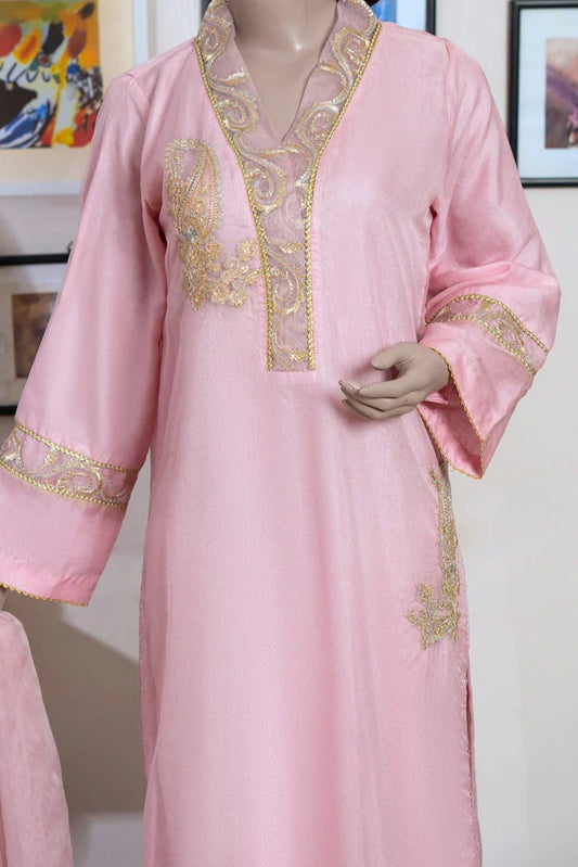 Picture of 6Teen - 3 Piece - Pink Oranza Embroidered Suit - Available at Raja Sahib