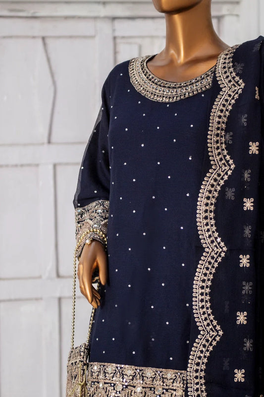 Picture of Saira Sultana - Gharara Collection - Haniya - Navy Blue - Available at Raja Sahib