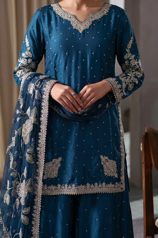 Saira Sultana - Haya - Teal - 3 Piece