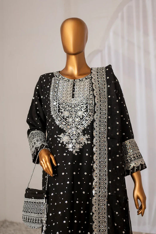 Picture of Saira Sultana - Long Shirt Plazo - Mah-Jabeen - Black - Available at Raja Sahib