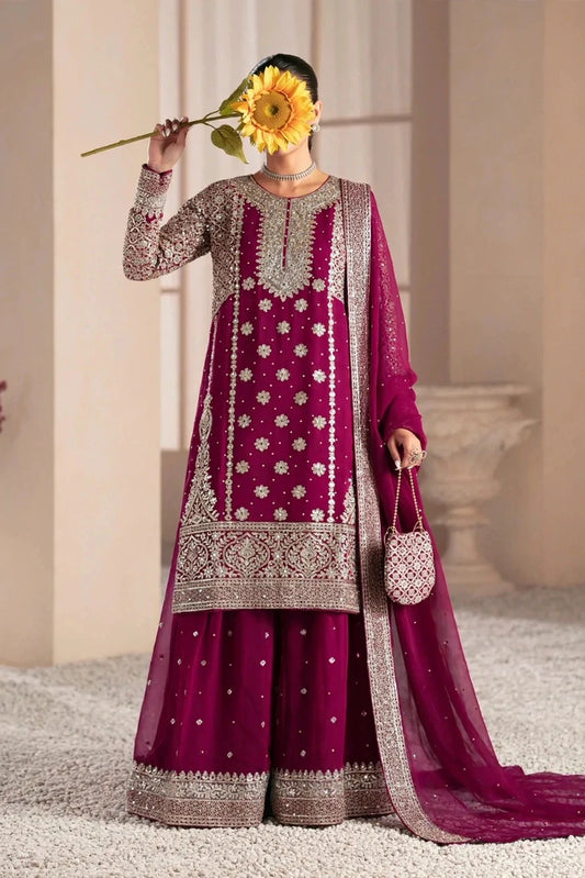Saira Sultana - Zimal - Cherry Pink - 4 Piece