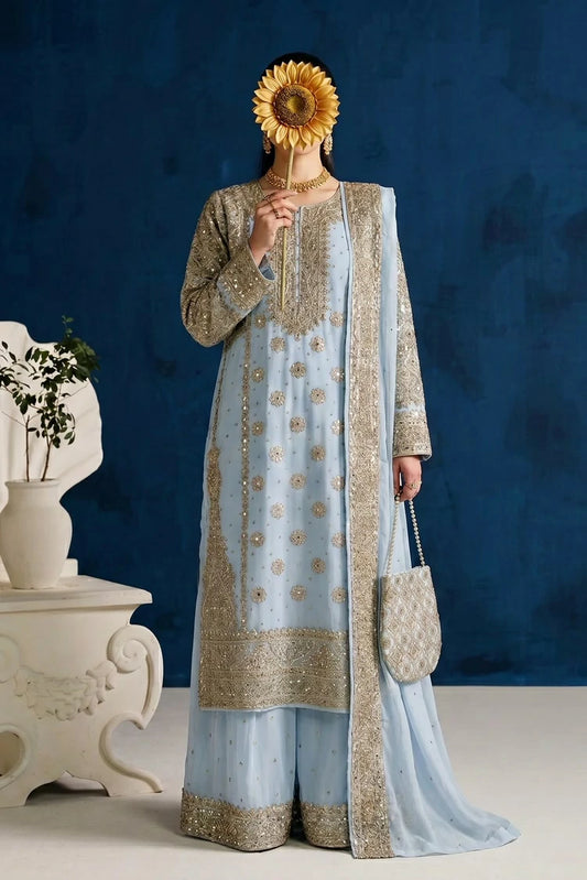 Saira Sultana - Zimal - Ice Blue - 4 Piece