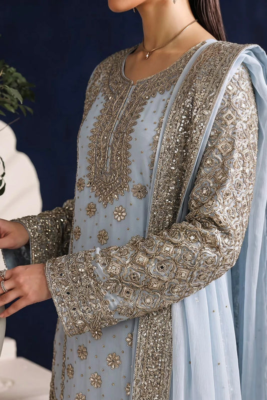 Saira Sultana - Zimal - Ice Blue - 4 Piece
