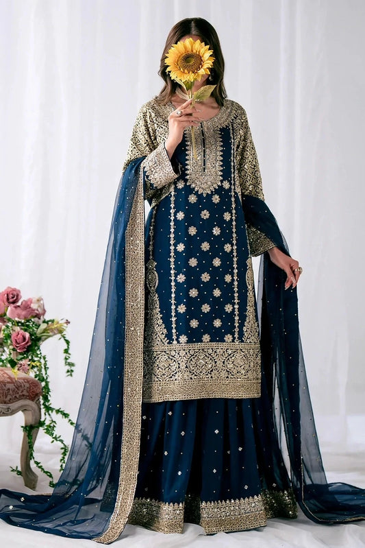 Saira Sultana - Zimal - Navy Blue - 4 Piece