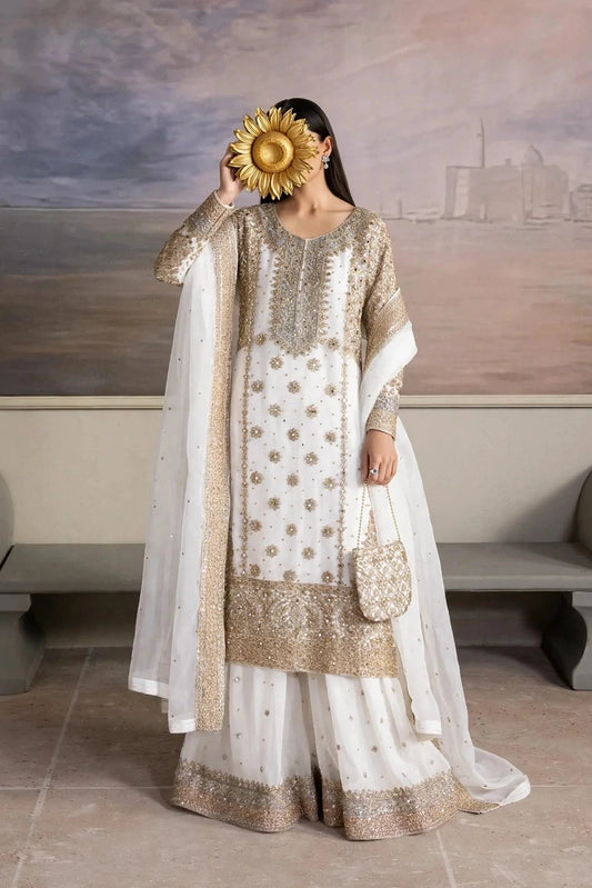 Saira Sultana - Zimal - White - 4 Piece
