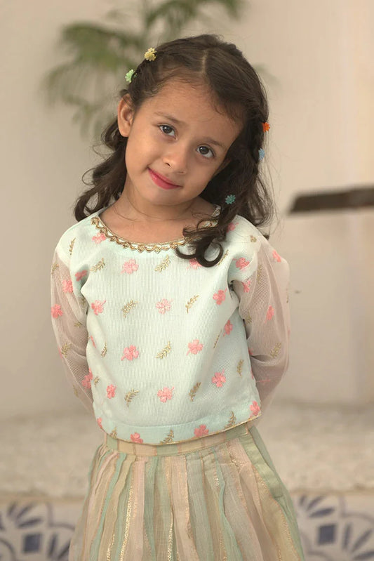 Picture of Sania Khan Studio - Pastel Bloom Lehenga Set - Available at Raja Sahib